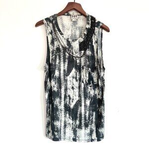 Haute Hippie Rhinestone & Chain Embellished Beaded Sleeveless Blouse Top Medium